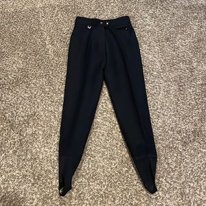 Sportina Black Wool Blend Form Fitting Stirrup Ski Pants Women's